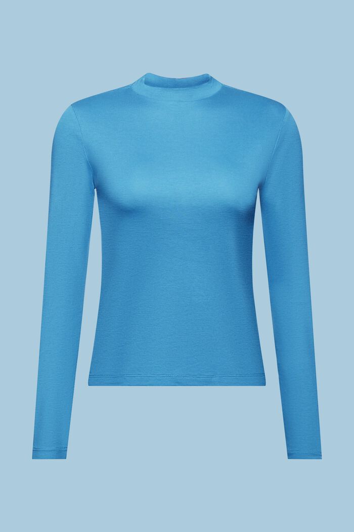 T-shirt à manches longues en jersey de coton, BLUE, detail image number 6