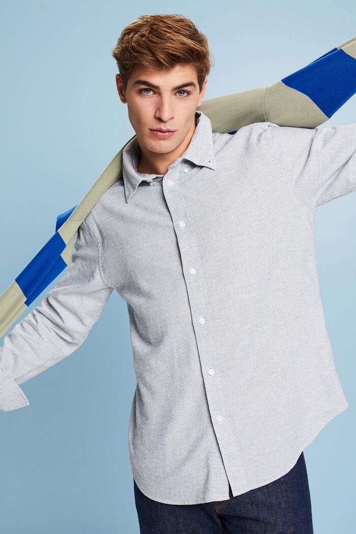 Regular fit-overhemd met ruitjes van katoen, WHITE, detail image number 4