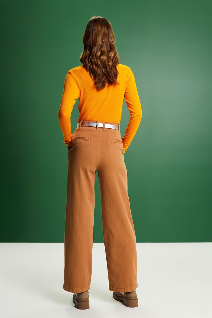 Wide fit chino met hoge taille, CARAMEL, detail image number 3