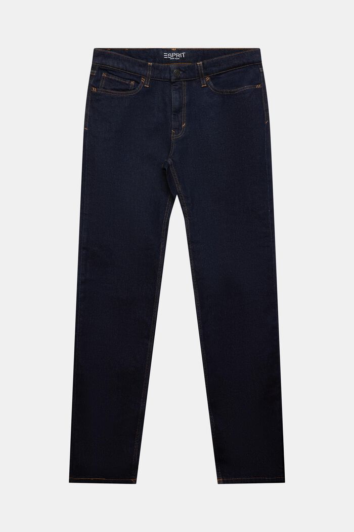 Jeans met middelhoge taille en rechte pijpen, BLUE RINSE, detail image number 7