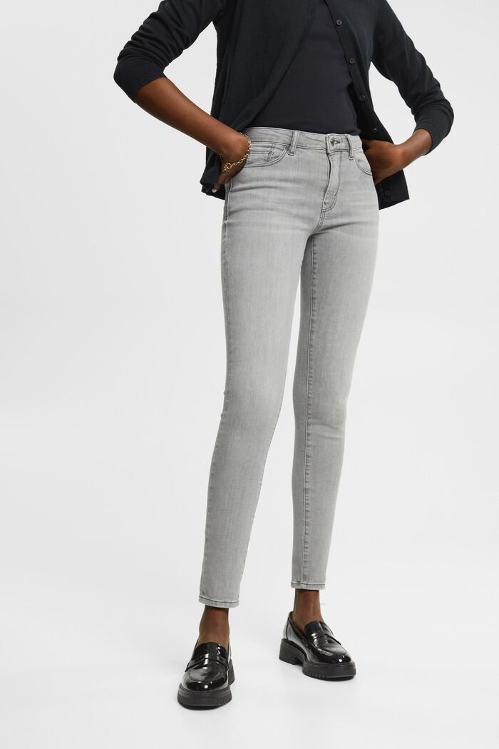 Mid rise skinny jeans, GREY LIGHT WASHED, detail image number 0