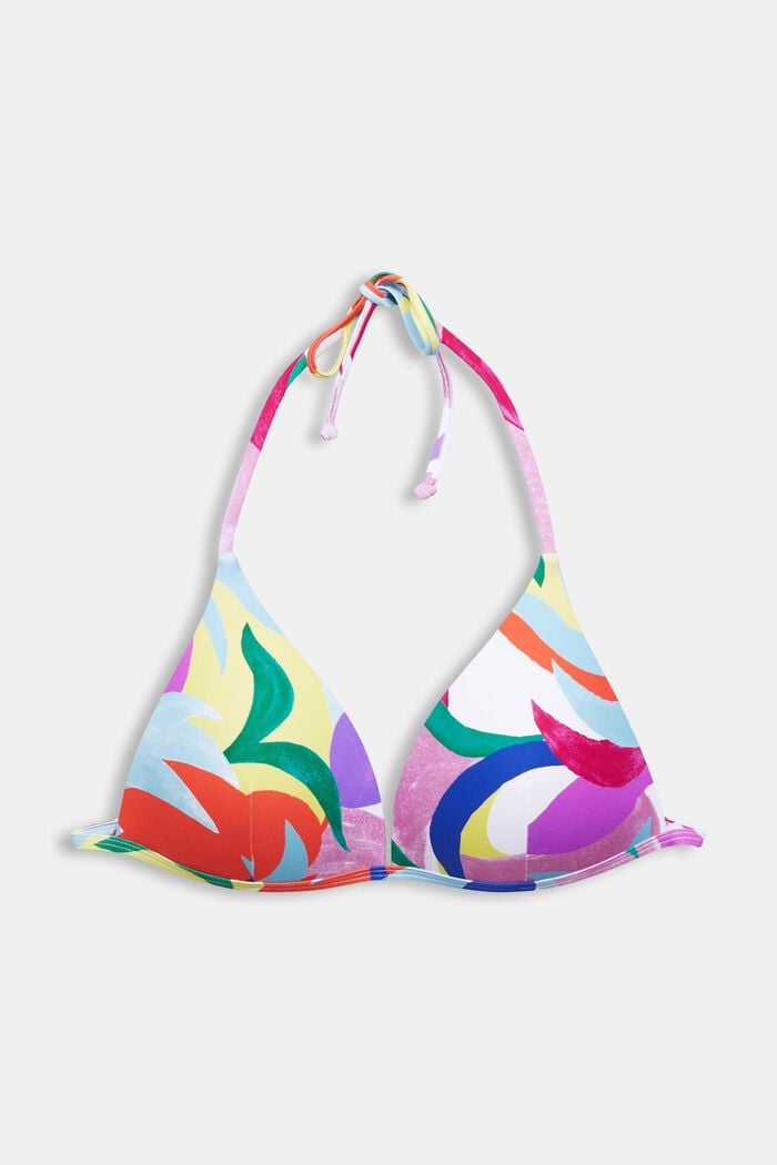 En matière recyclée : le haut de bikini à motif coloré, VIOLET, detail image number 5