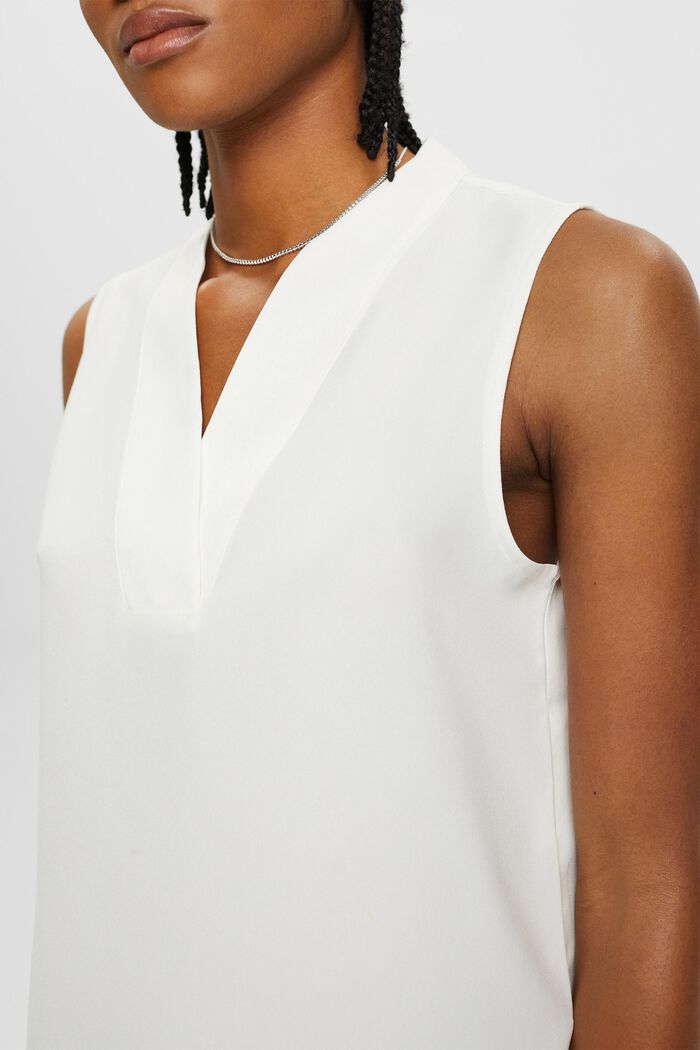 Mouwloze blouse met V-hals, OFF WHITE, detail image number 2