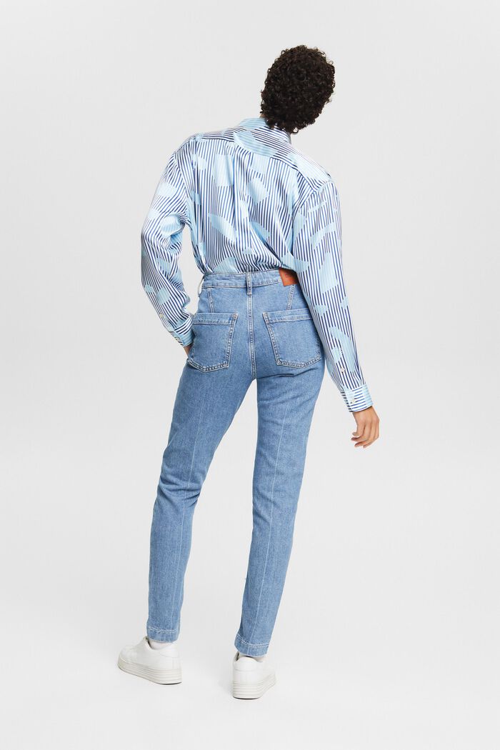 Slim jeans met hoge taille, BLUE LIGHT WASHED, detail image number 3