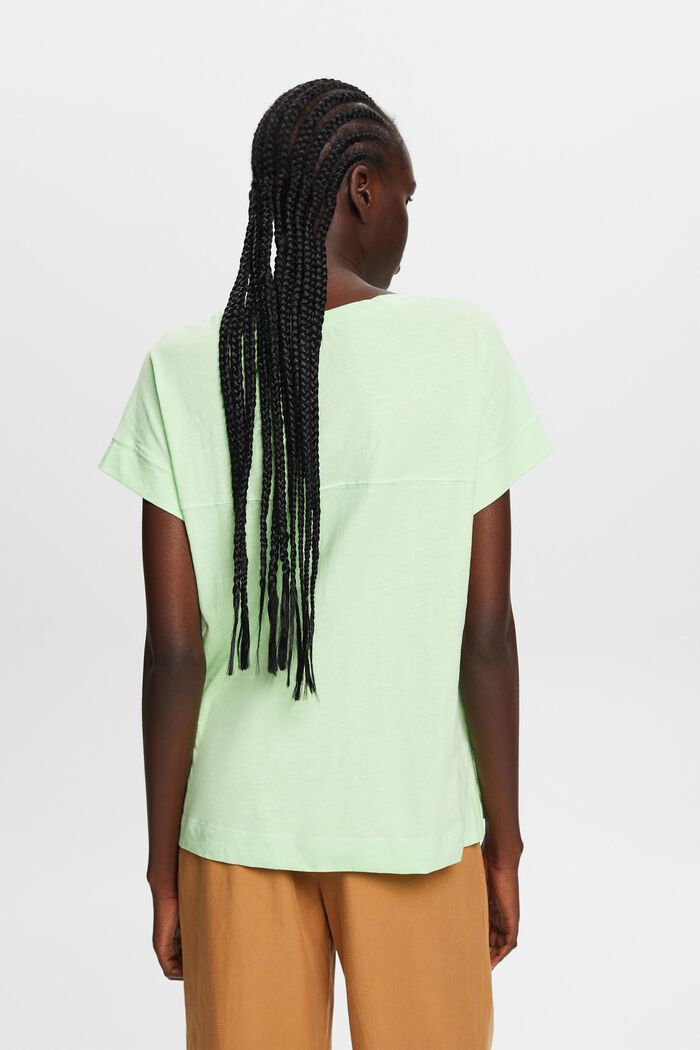 Katoenen T-shirt met V-hals, CITRUS GREEN, detail image number 3