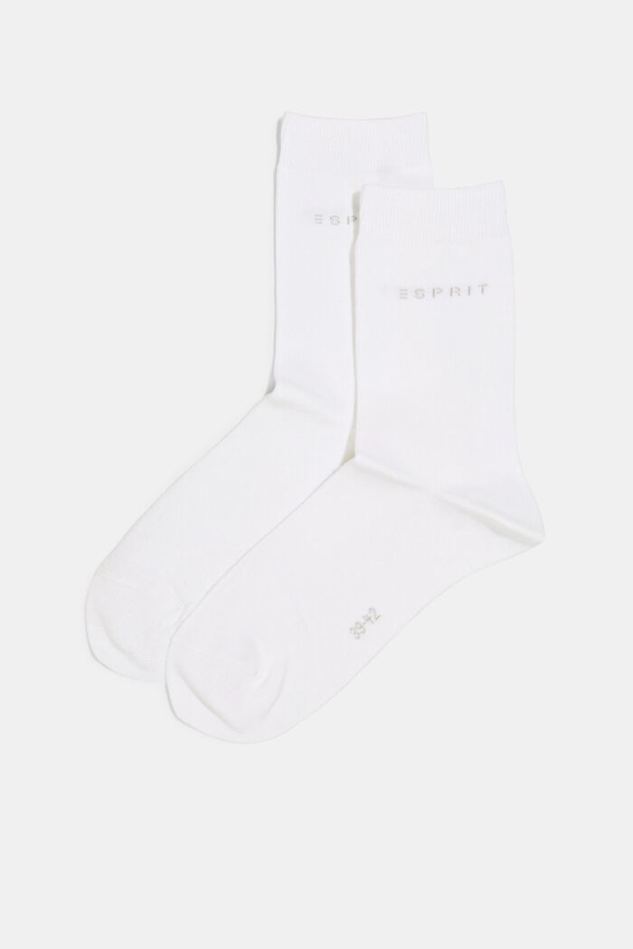 Lot de 2 paires de chaussettes ornées d’un logo en maille, coton biologique, WHITE, detail image number 2