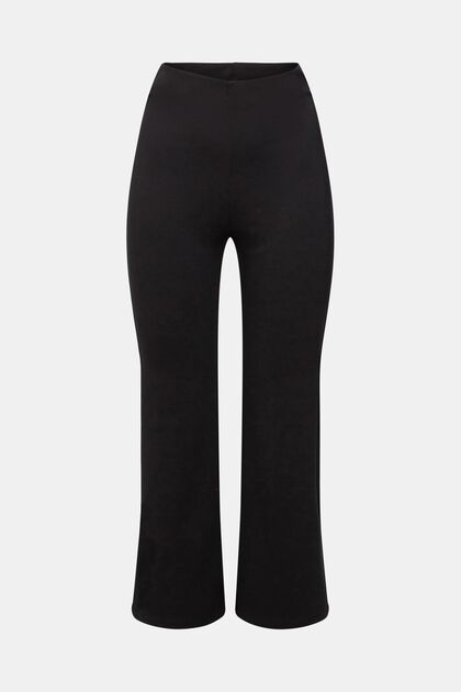 Pantalon en jersey à jambe raccourcie et à taille haute, BLACK, overview