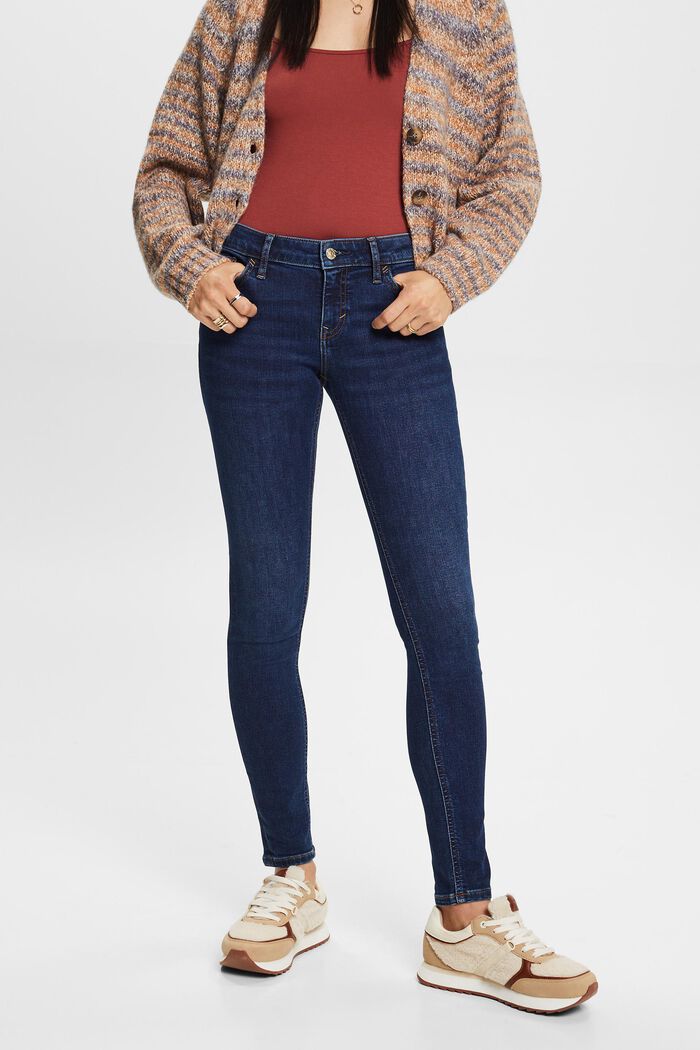 Skinny fit jeans met lage taille, BLUE LIGHT WASHED, detail image number 0