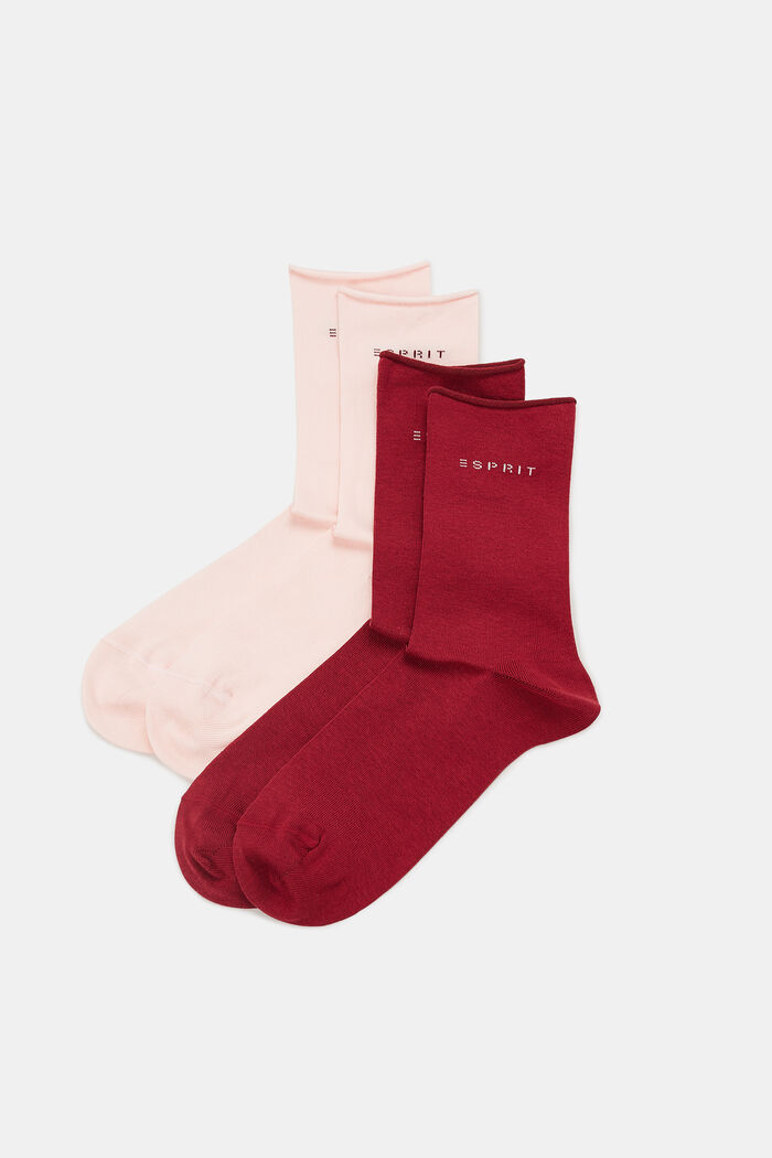 2 paar grofgebreide sokken, ROSE/RED, detail image number 0