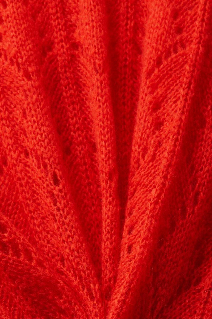 Trui van opengewerkt breisel van een wolmix, RED, detail image number 5