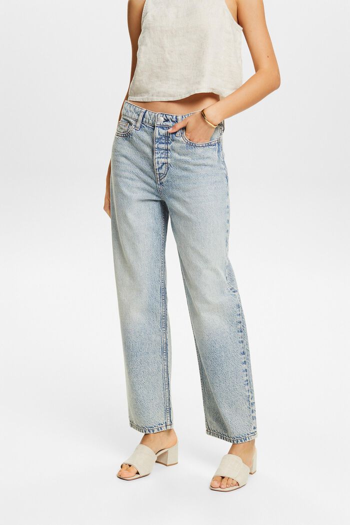 Retro loose jeans met hoge taille, BLUE LIGHT WASHED, detail image number 0