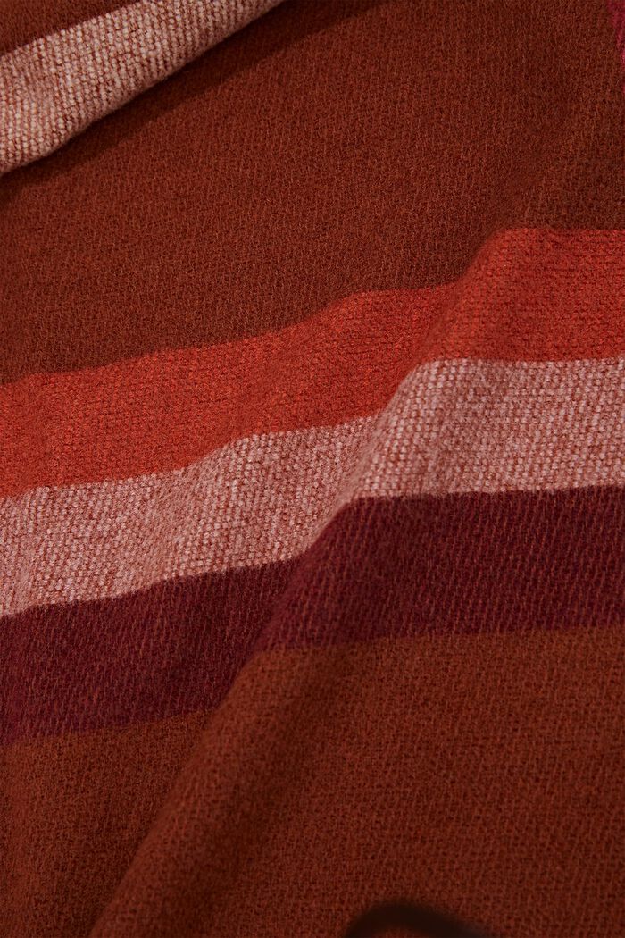 Gerecycled: geruite geweven sjaal met franjes, RUST BROWN, detail image number 1