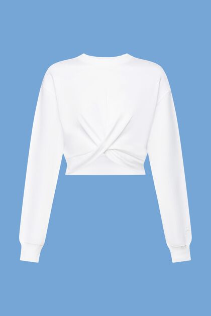 Sweat-shirt court à détail de nœud, WHITE, overview