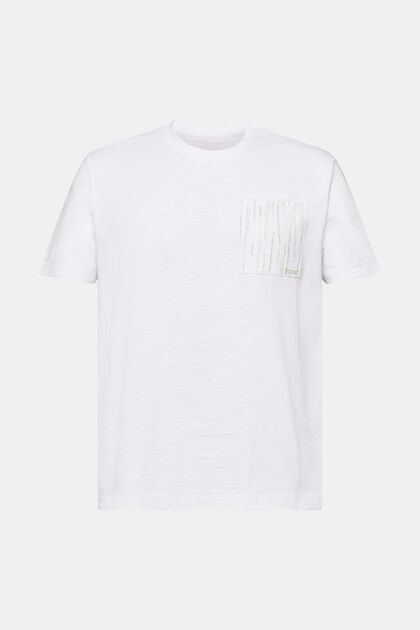 T-shirt en coton flammé à poche avec logo