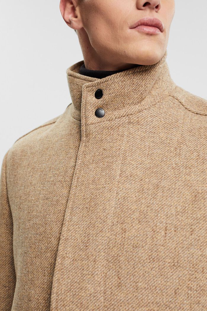 Manteau rembourré en laine mélangée, avec doublure amovible, LIGHT BEIGE, detail image number 0