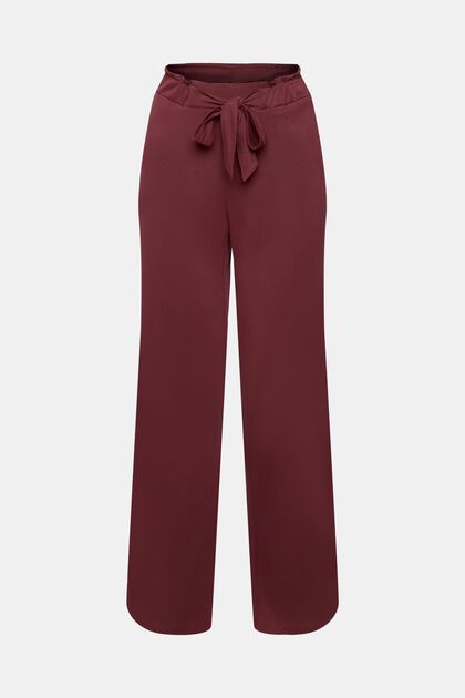 Pyjamabroek met vaste strikceintuur, TENCEL™, BORDEAUX RED, overview