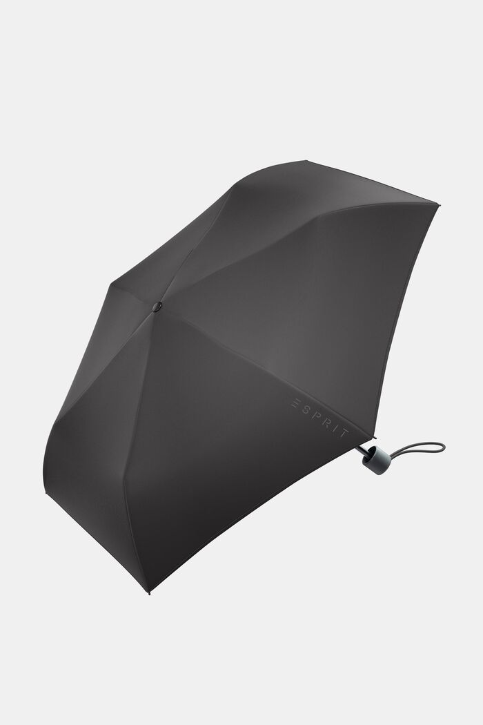 Opvouwbare, zwarte paraplu met logoprint, ONE COLOR, detail image number 0