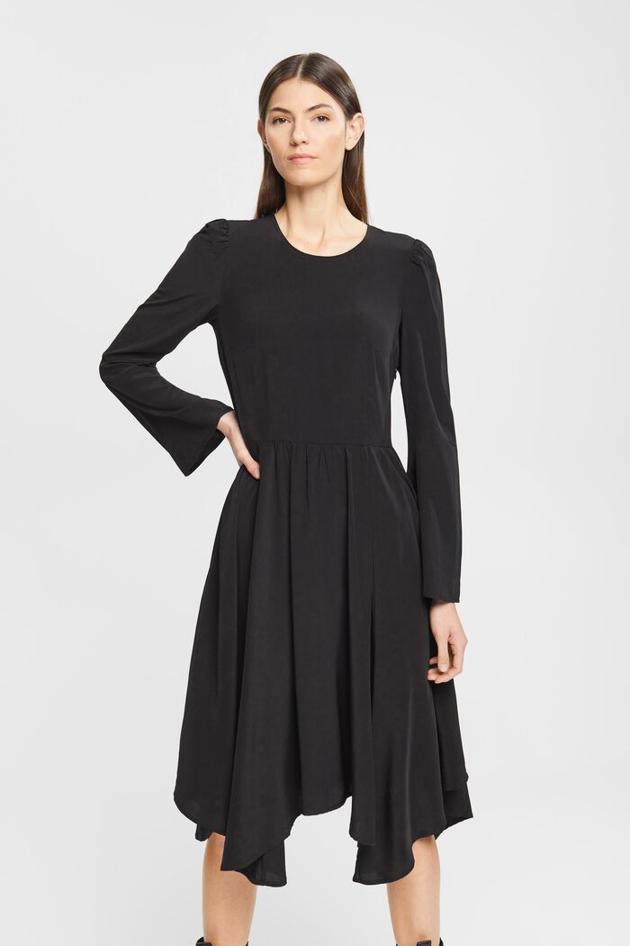 Midi-jurk met lange mouwen, BLACK, detail image number 0