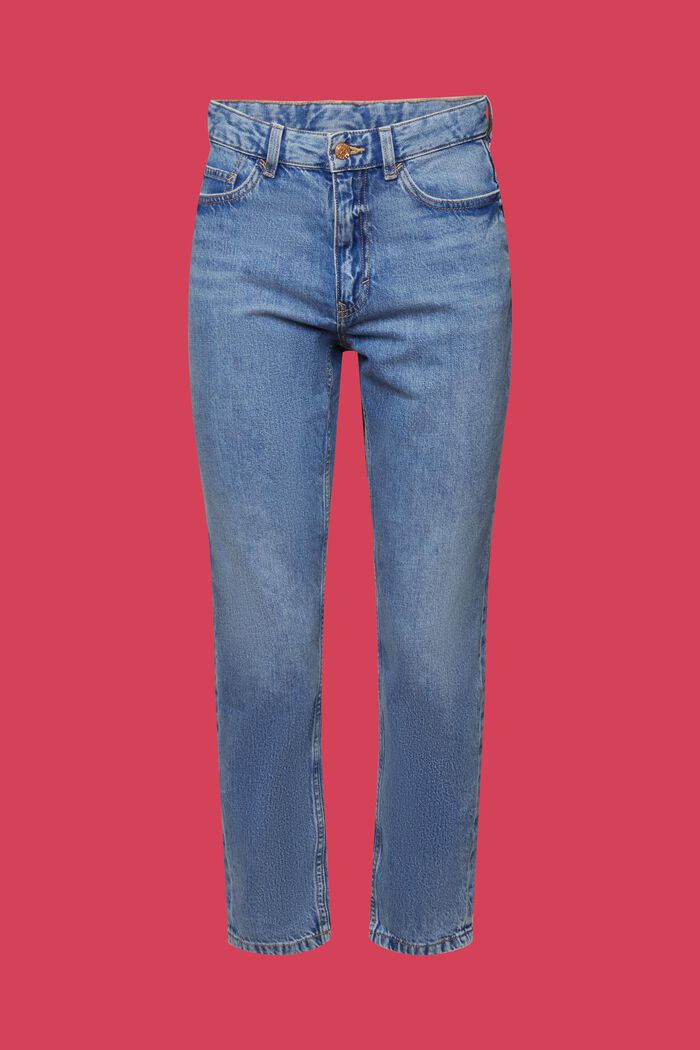 Mom fit jeans met hoge taille, katoenmix, BLUE LIGHT WASHED, detail image number 6