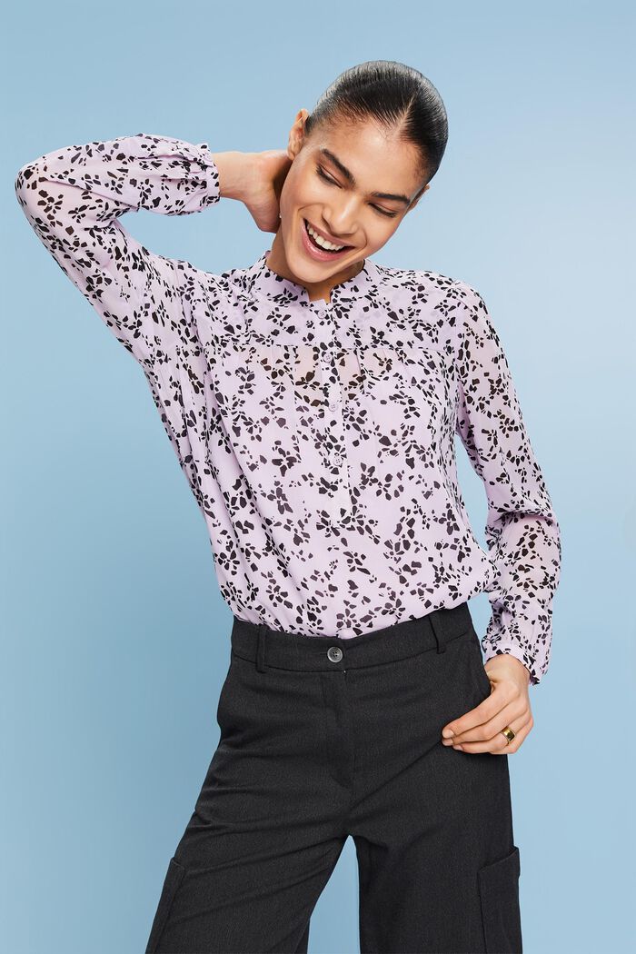 Chiffon blouse met print, LAVENDER, detail image number 4