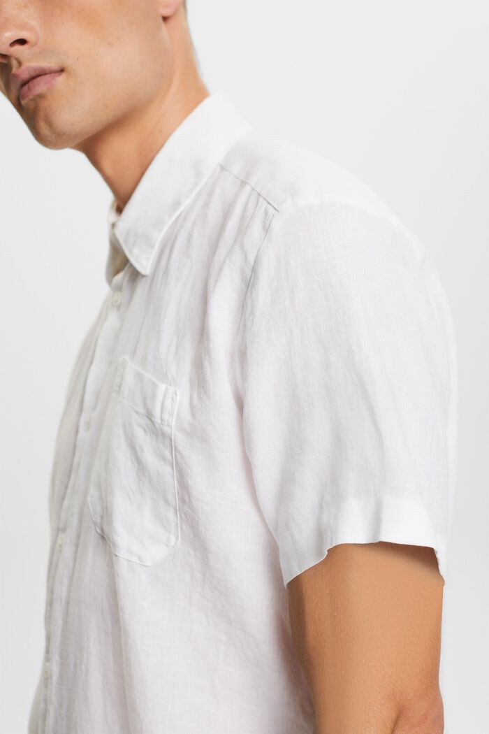 Chemise à manches courtes en lin, WHITE, detail image number 2