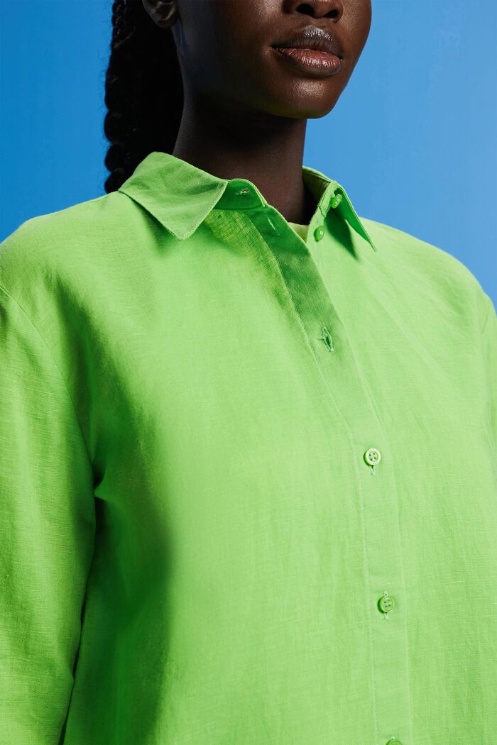 Overhemd van een mix van linnen en katoen, GREEN, detail image number 2