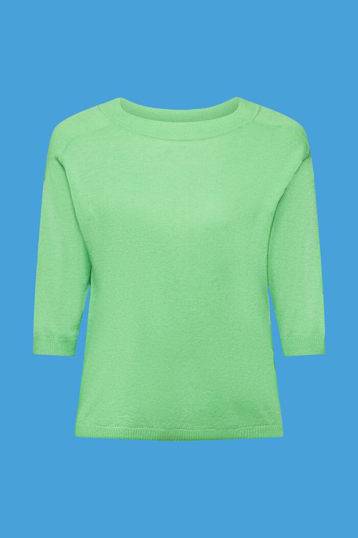 Sweater met kortere mouwen en linnen, GREEN, detail image number 6