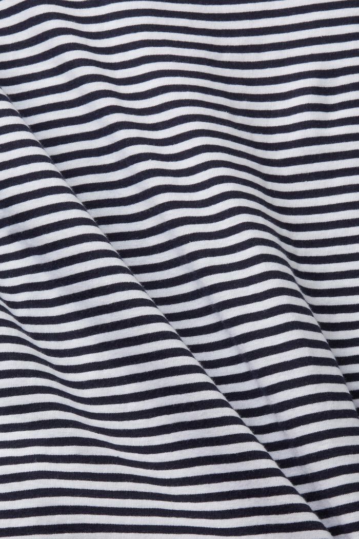 T-shirt rayé en coton animé d’un motif brodé, NAVY, detail image number 5