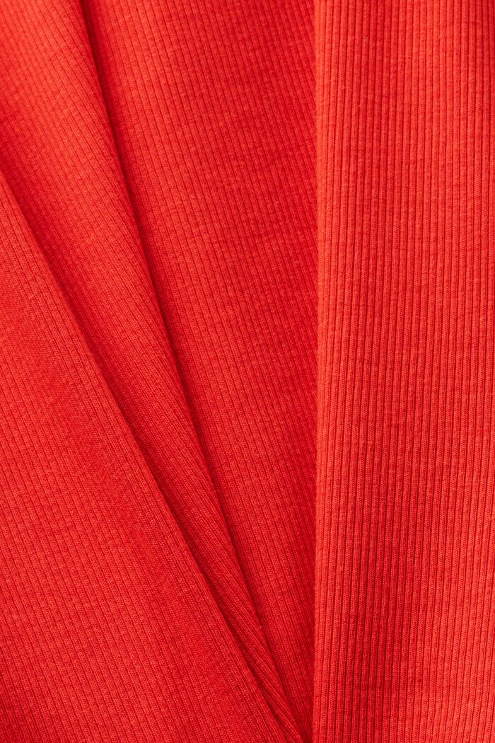 Ribgebreide jersey top met kant, RED, detail image number 5