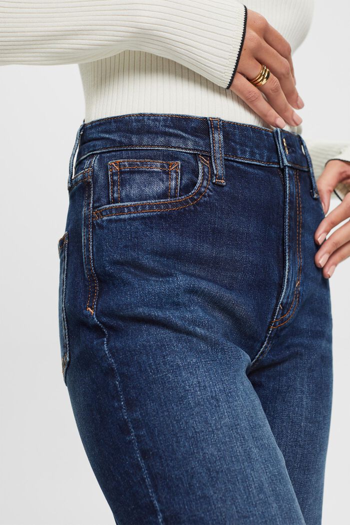Straight jeans met retrolook en hoge taille, BLUE DARK WASHED, detail image number 1