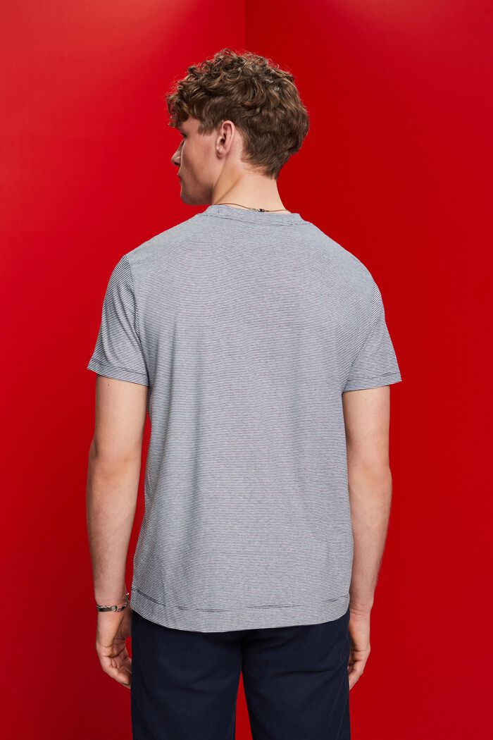 T-shirt en jersey rayé, mélange de coton et de lin, NAVY, detail image number 3