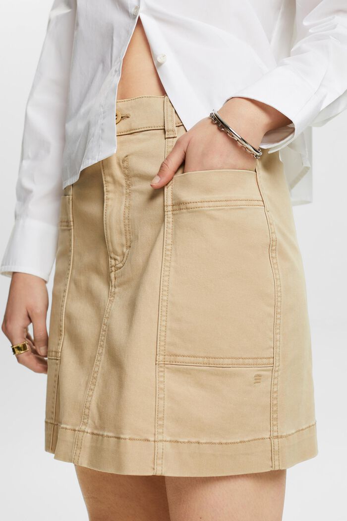 Mini-jupe en twill de coton délavé, BEIGE, detail image number 3