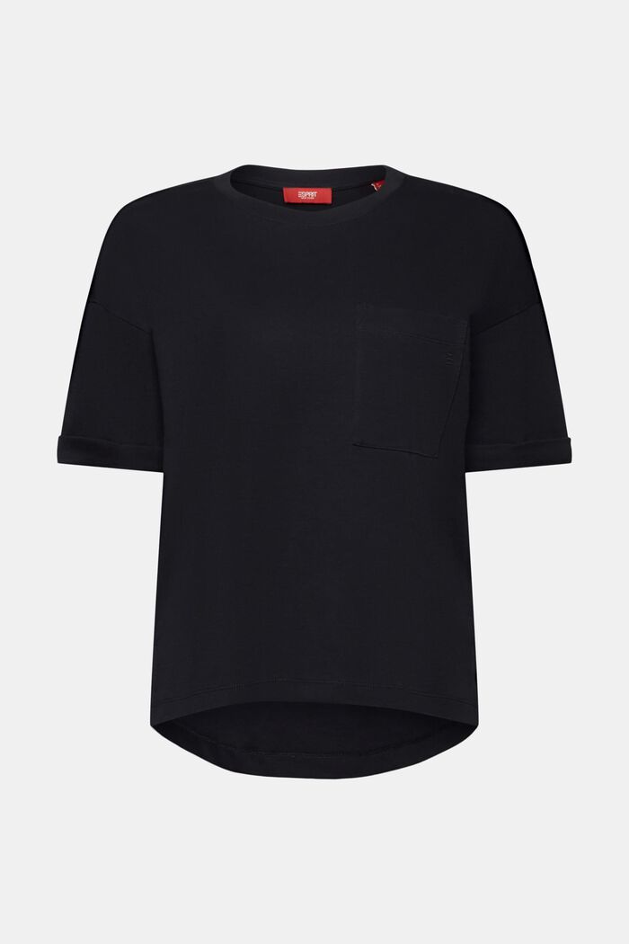 T-shirt met ronde hals, 100% katoen, BLACK, detail image number 6