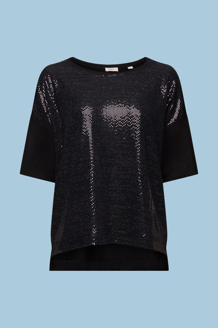 Oversized T-shirt met paillettenapplicatie, BLACK, detail image number 5