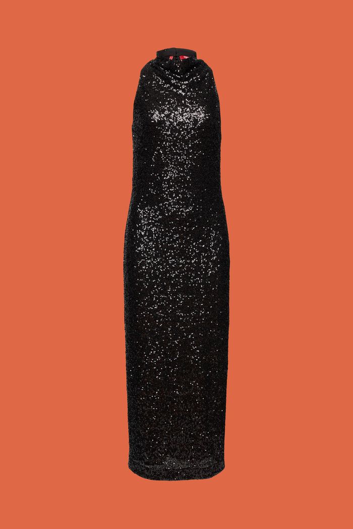 Robe maxi longueur à sequins, BLACK, detail image number 7