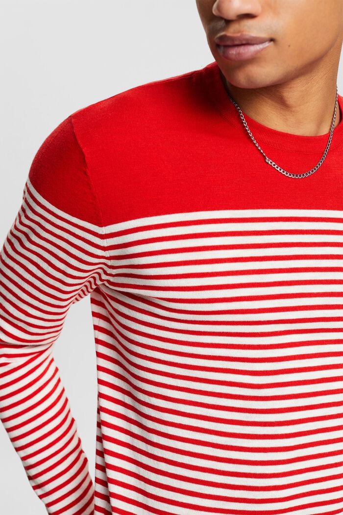 Gestreepte katoenen sweater, RED, detail image number 3