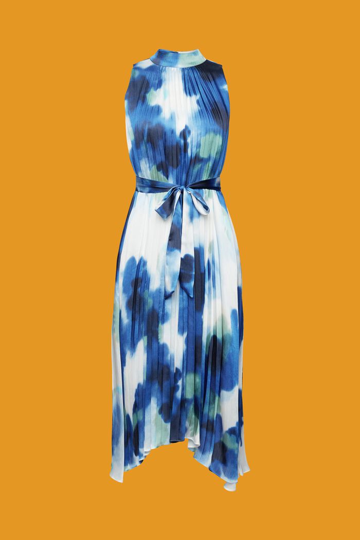 Crinkled midi-jurk met print all-over, BLUE, detail image number 7
