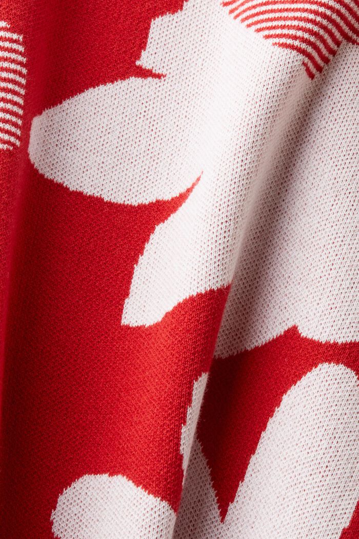 Jacquard katoenen trui, DARK RED, detail image number 5