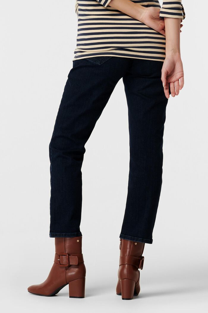 Jeans met kortere pijpen en een band over de buik, BLUE DARK WASHED, detail image number 1