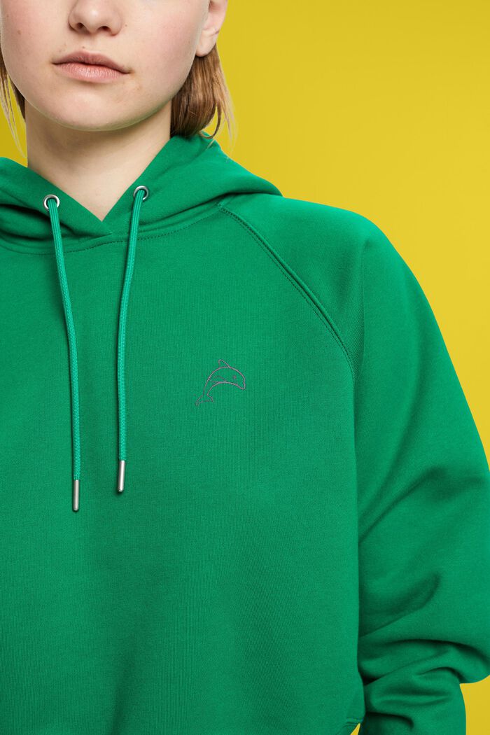 Cropped hoodie met dolfijnenlogo, GREEN, detail image number 2