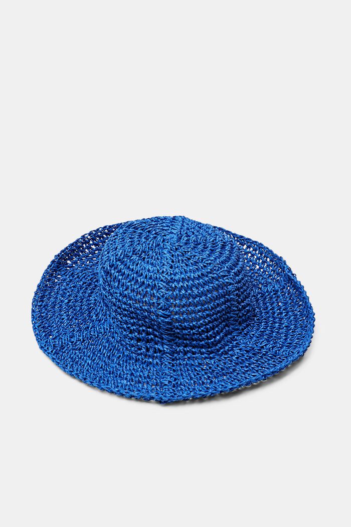 Chapeau de paille en crochet, BRIGHT BLUE, detail image number 0