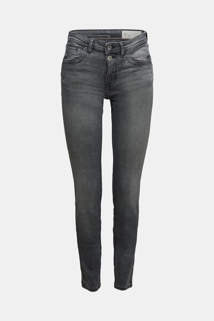 Jeans met 2 knopen en organic cotton, BLACK MEDIUM WASHED, detail image number 0