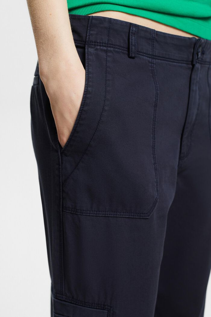 Pantalon corsaire en coton Pima, NAVY, detail image number 4