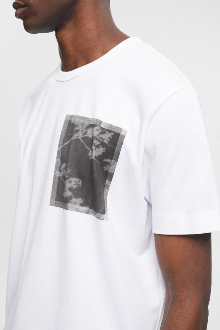 Katoenen T-shirt met print op de borst, WHITE, detail image number 2