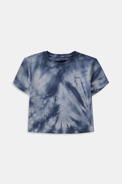 T-shirt met gebatikt kleuring, BLUE, overview