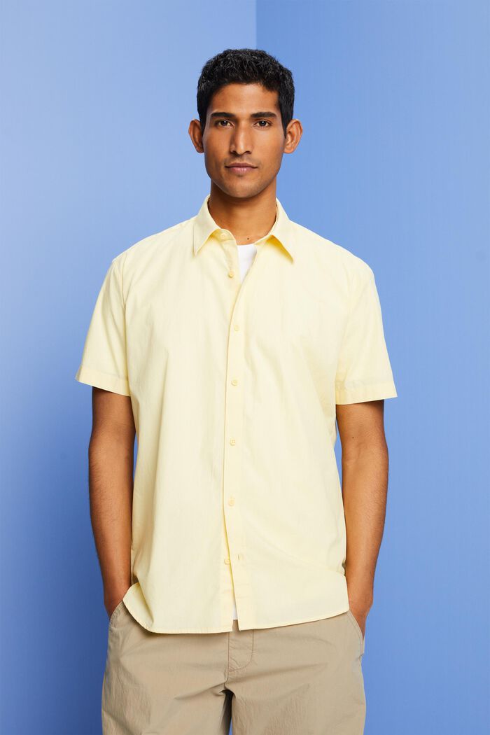 Buttondown-overhemd met korte mouwen, LIGHT YELLOW, detail image number 0