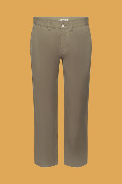 Pantalon en mélange de coton et de lin, DUSTY GREEN, overview