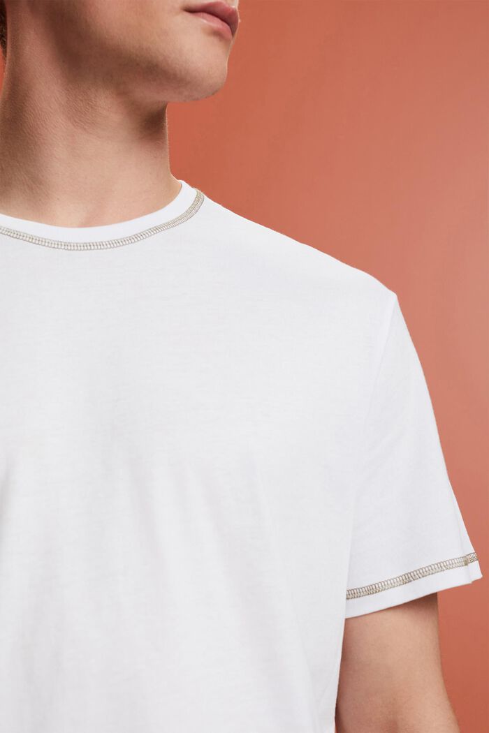 T-shirt en jersey orné de coutures contrastantes, WHITE, detail image number 2