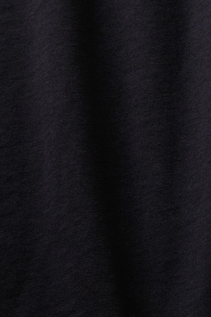 T-shirt col tunisien en coton, BLACK, detail image number 5