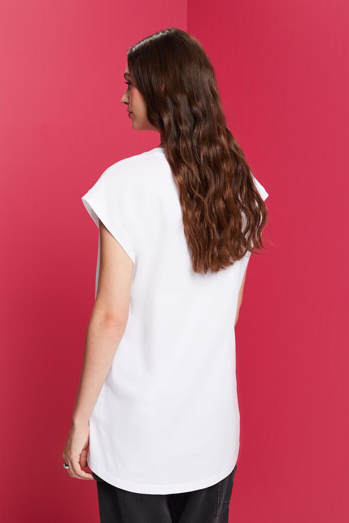 T-shirt long, 100 % coton, WHITE, detail image number 3